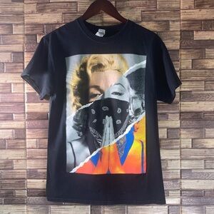 Preowned Unisex Medium Gildan MARILYN MONROE MIXED MEDIA GRAPHIC PRINT TEE SHIRT
